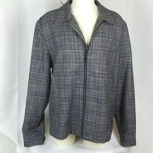 ZARA Zip Front Collared Micro Plaid Blazer Jacket